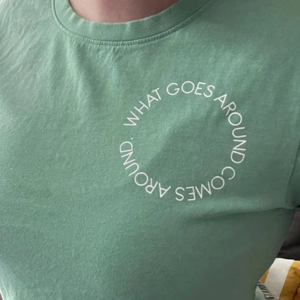 Karma Unisex XL Teal Graphic T-Shirt Inspirational Quote Design - Picture 8 of 8
